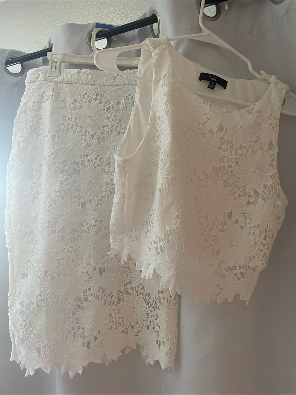 Lulu's White Floral Lace Two-Piece Skirt Set